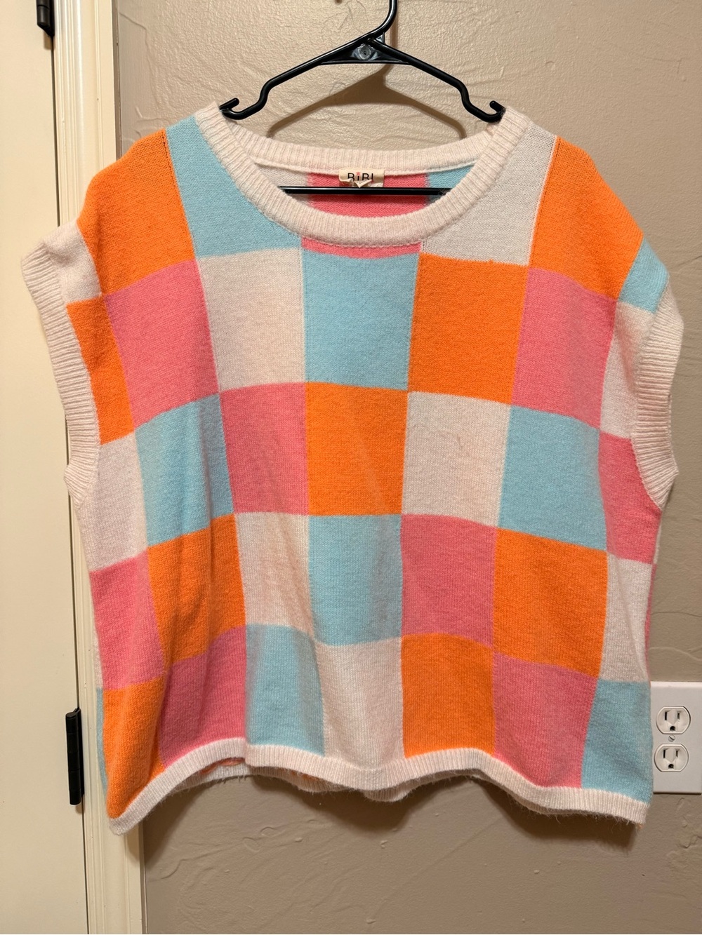 BiBi Pastel Colorblock Knit Vest with Playful Stripes